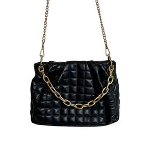 Urban Expressions Womens Crossbody Bag Purse Black Chain Strap Vegan Quilted